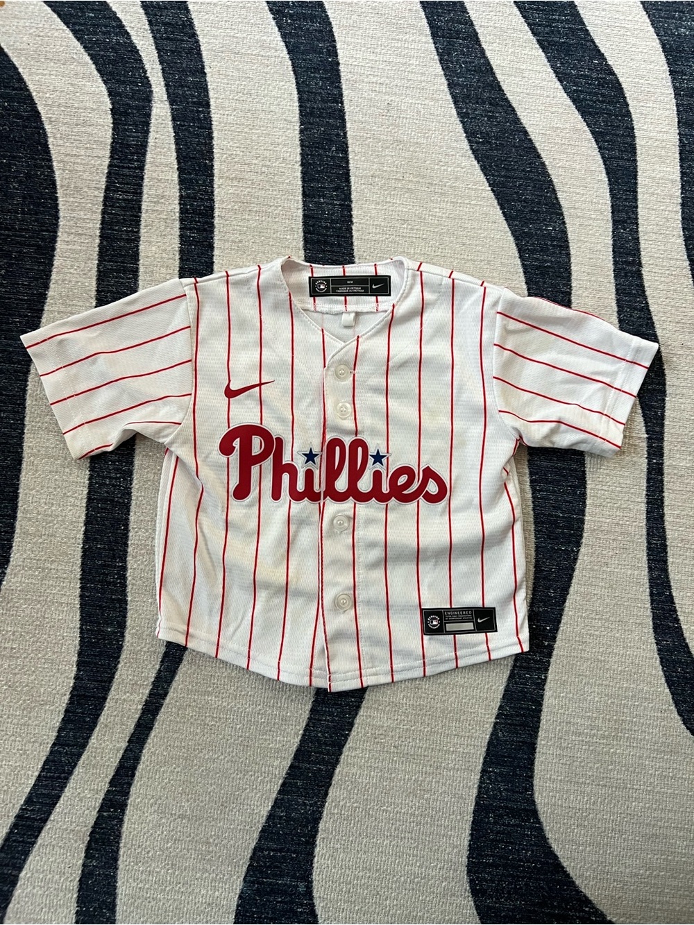 Nike Kids Philadelphia Phillies White and Red Pinstripe Jersey